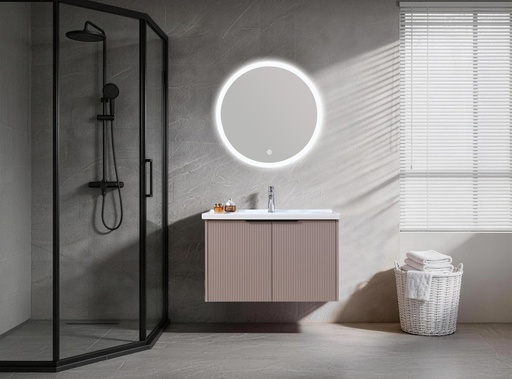 [SPV-4029PK] MEUBLE SALLE DE BAIN SIMPLE VASQUE AVEC MIROIR LED - TAUPE - BACAR