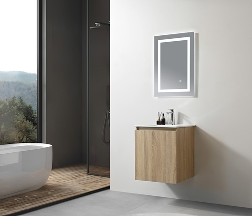[SP-8175] MEUBLE SALLE DE BAIN SIMPLE VASQUE AVEC MIROIR LED - BOIS - MADI
