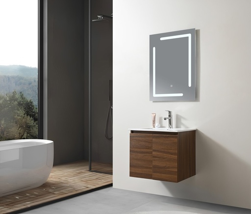 [SP-8173BN] MEUBLE SALLE DE BAIN SIMPLE VASQUE AVEC MIROIR LED - BOIS - SOIFA